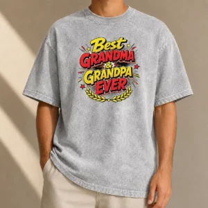 Perfect Pretty Grandparents Day Best Grandma Grandpa Ever Pop Art Washed T-Shirt