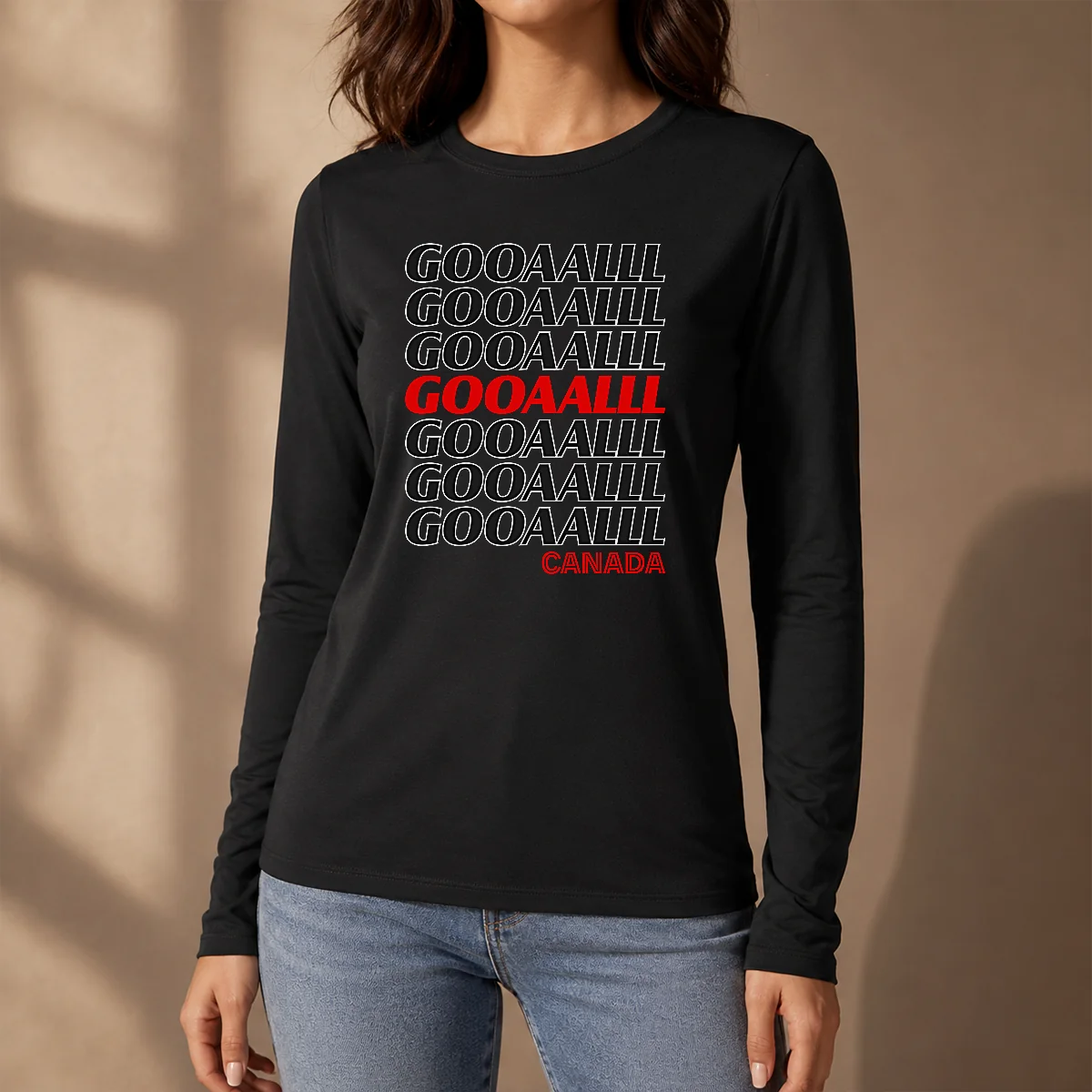 Premium Gooooalll Canada Soccer Fan Apparel For Game Day Long Sleeve Shirt