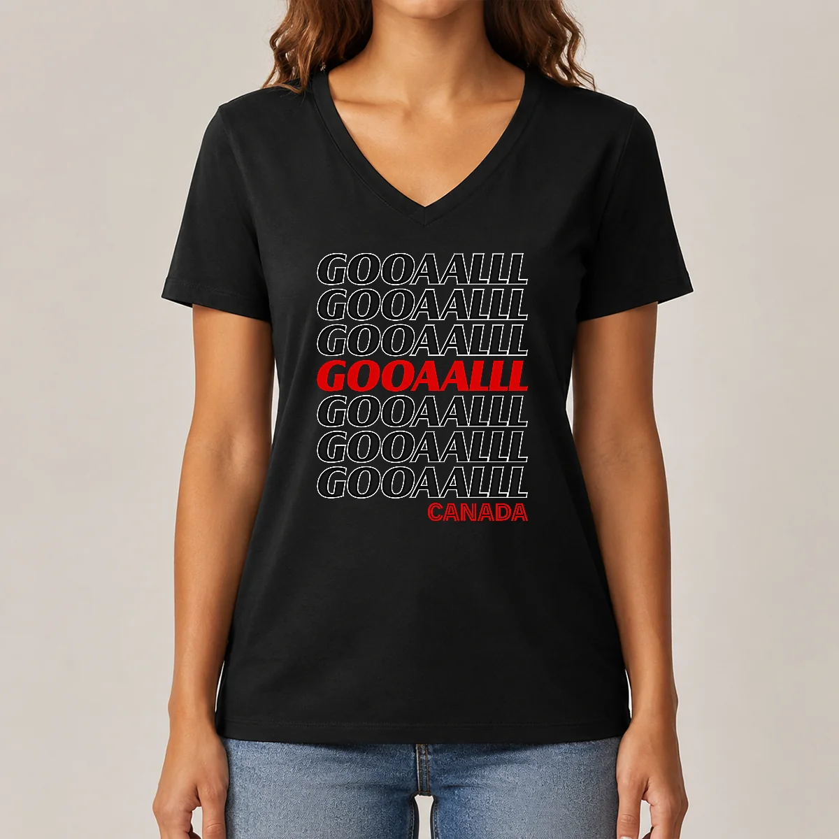 Premium Gooooalll Canada Soccer Fan Apparel V-Neck Shirt Premium Gooooalll Canada Soccer Fan Apparel V-Neck Shirt