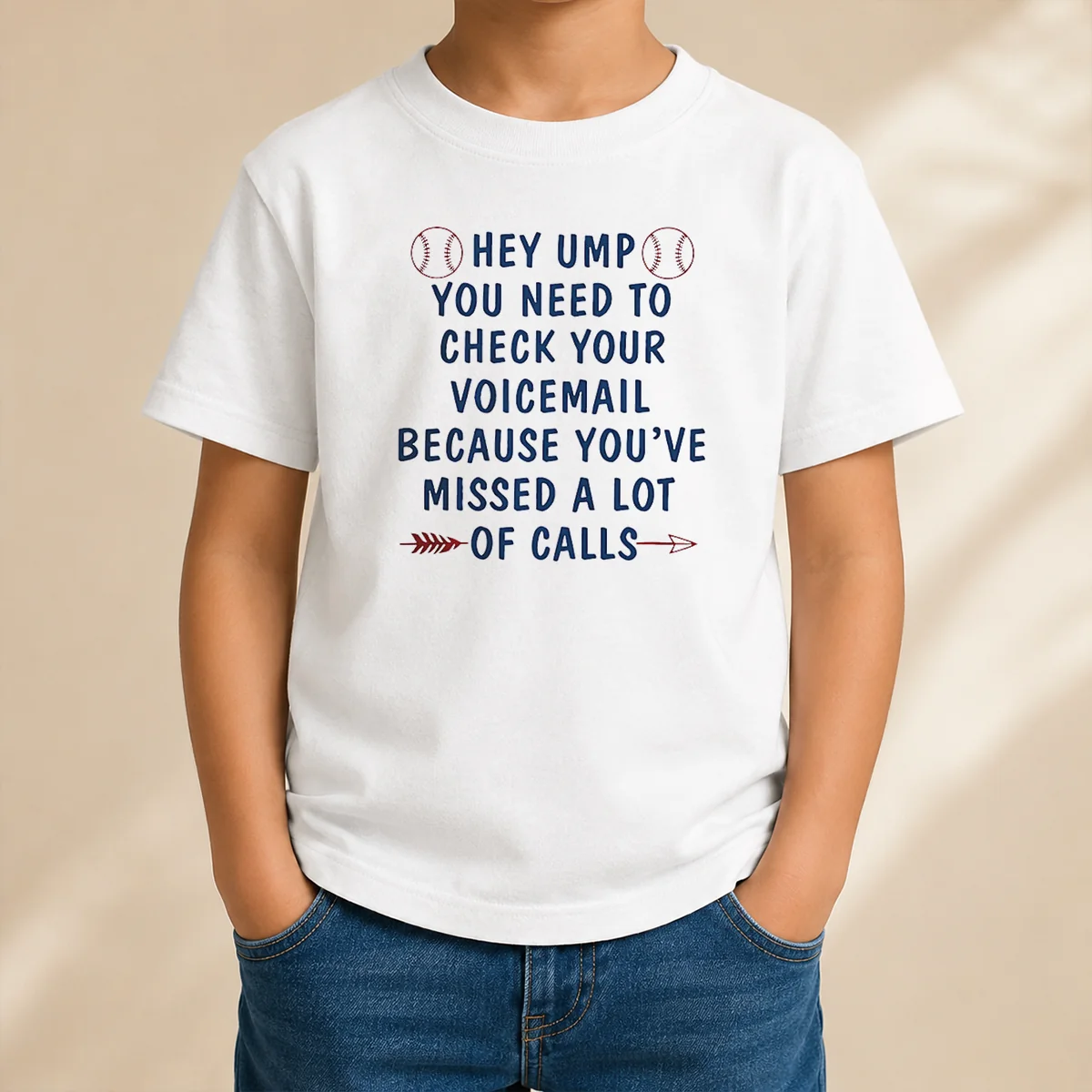Premium Hey Ump You Need To Check Your Voicemail Because You Have Missed A Lot Of Calls Kids T-Shirt