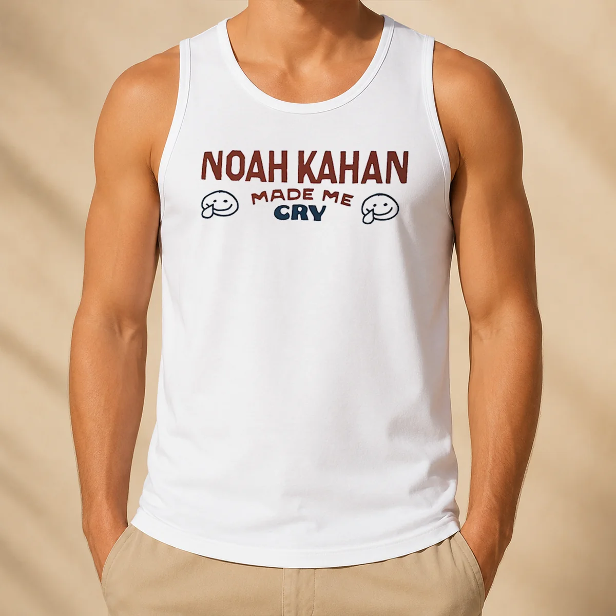 Premium Noah Kahan Made Me Cry Smiley Face Tank Top