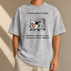 Premium Opossum I Stress About Stress Before There Is Even Stress To Stress About printed on a soft washed t shirt with a relaxed fit