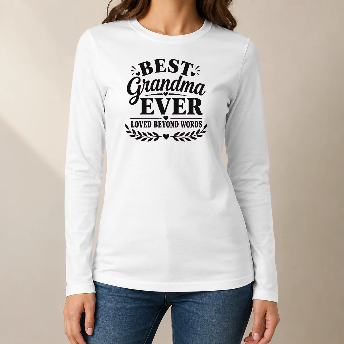 Premium Pretty Best Grandma Ever Family Celebration Silhouette Long Sleeve Shirt
