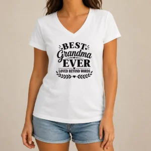Premium Pretty Best Grandma Ever Family Celebration Silhouette V-Neck Shirt