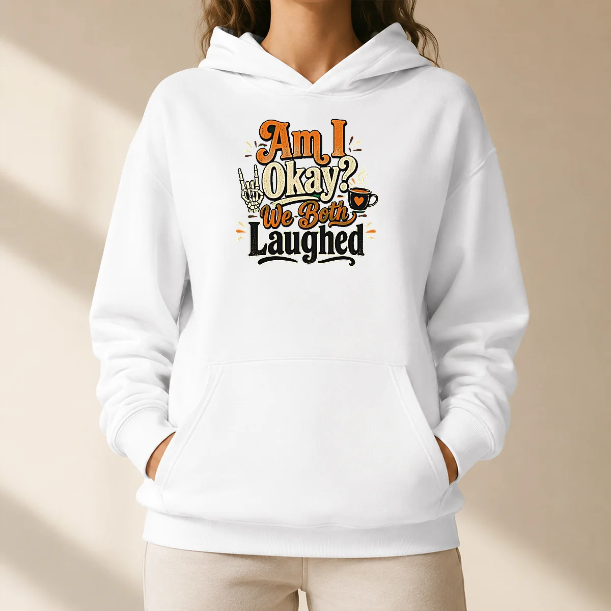 Premium Pretty Halloween Coffee Skeleton Girl Typography Hoodie