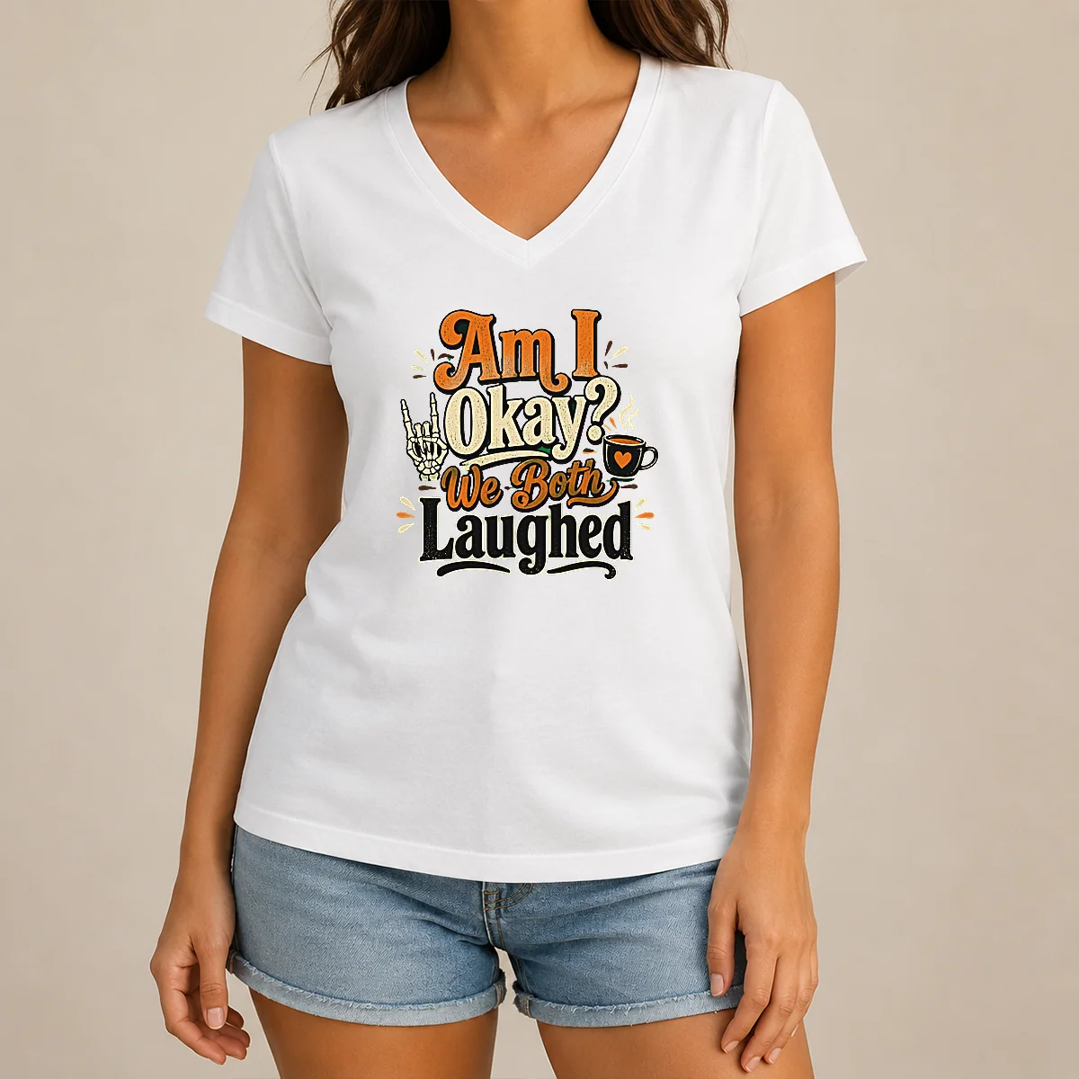Premium Pretty Halloween Coffee Skeleton Girl V-Neck Shirt Premium Pretty Halloween Coffee Skeleton Girl V-Neck Shirt