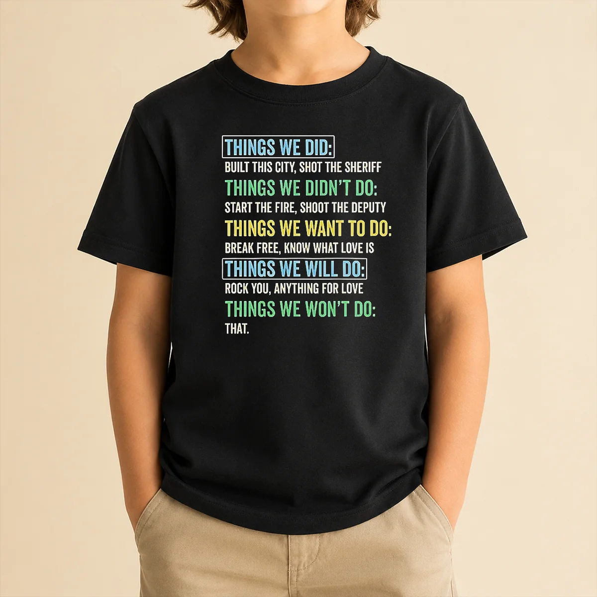 Premium Things We Did Things We Won'T Do Rock Songs Kids T-Shirt