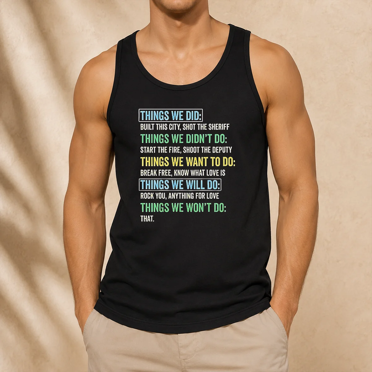 Premium Things We Did Things We Won'T Do Rock Songs Tank Top