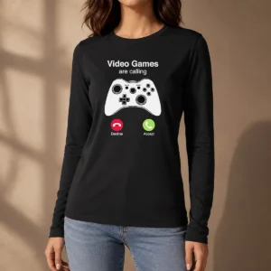 Premium Video Games Are Calling Gaming Controller Phone Screen Long Sleeve Shirt