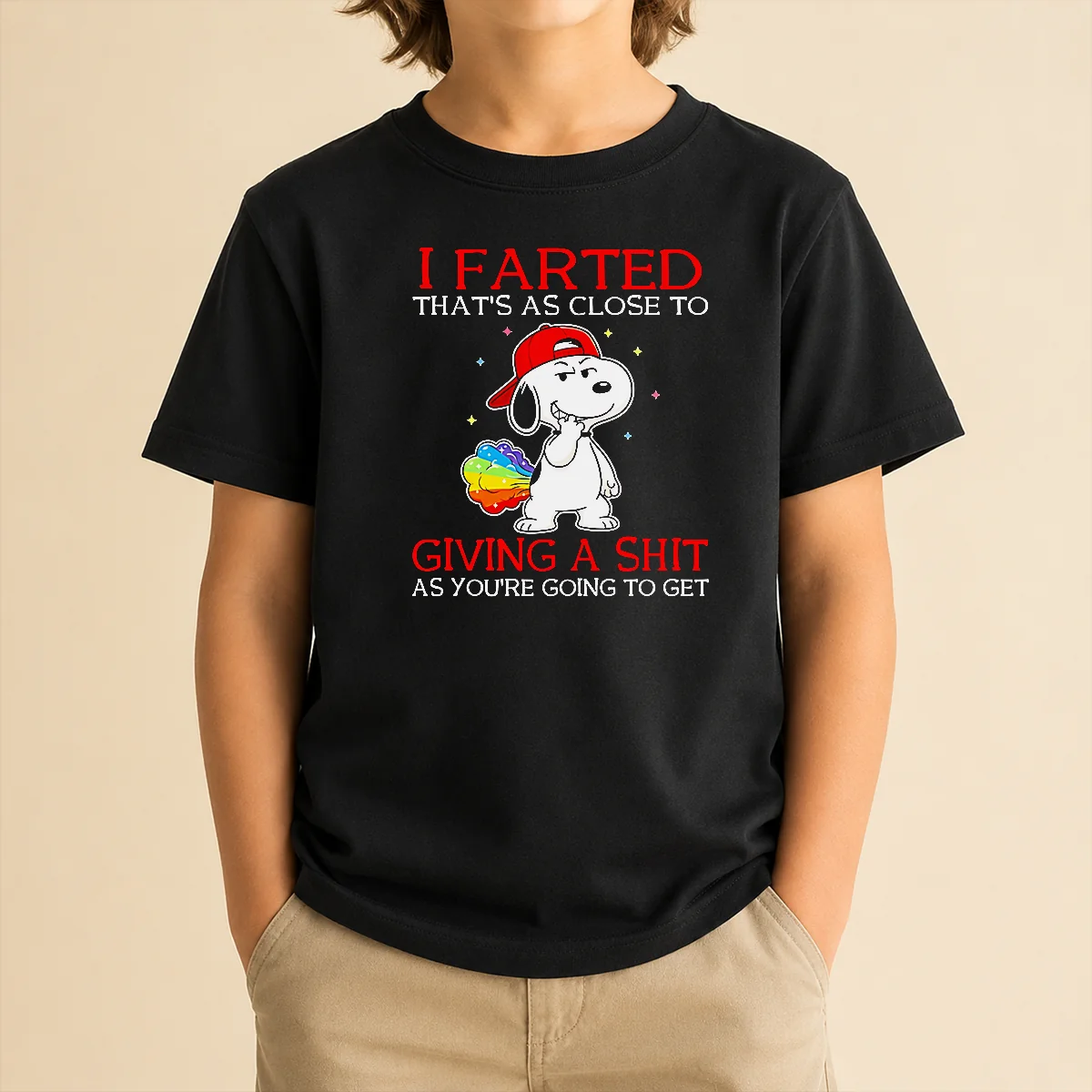 Pretty Funny Snoopy I Farted That'S As Close To Giving A Shit As You'Re Going To Get Kids T-Shirt