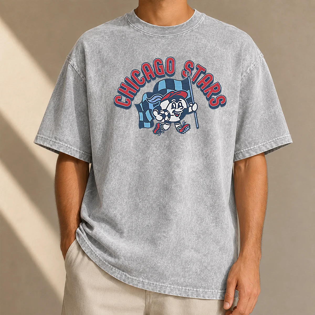 Pretty Good Kid'S Chicago Stars FC Soccer Player Blue Washed T-Shirt