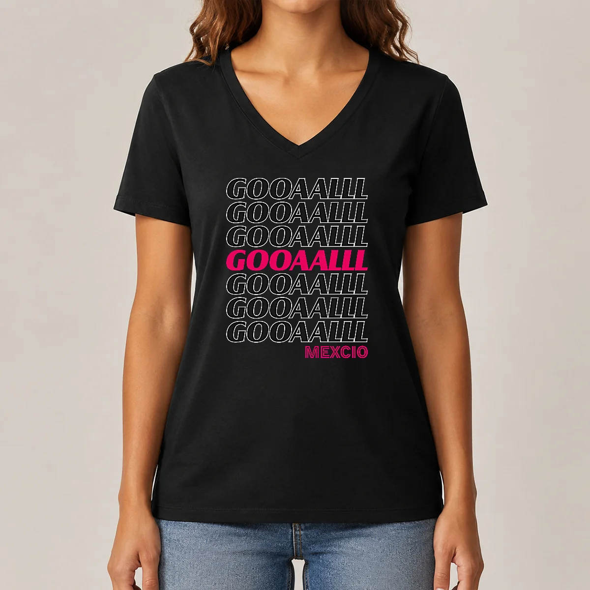 Pretty Mexico Soccer Fan Gooaalll Apparel V-Neck Shirt Pretty Mexico Soccer Fan Gooaalll Apparel V-Neck Shirt
