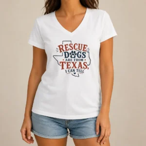 Pretty Rescue Dogs Are From Texas I Can Tell V-Neck Shirt