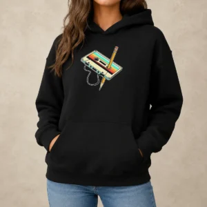 Pretty Retro Cassette Tape With Pencil 90s Nostalgia Hoodie