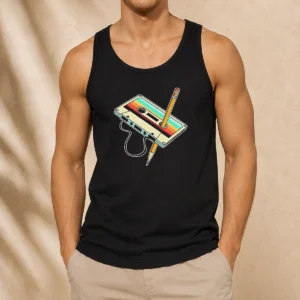 Pretty Retro Cassette Tape With Pencil 90s Nostalgia Tank Top