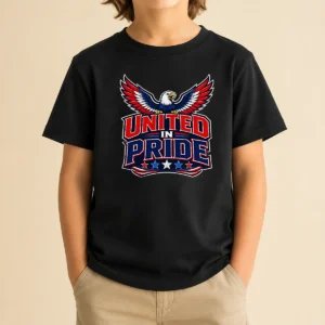 Pretty United In Pride Eagle Typography Kids T-Shirt