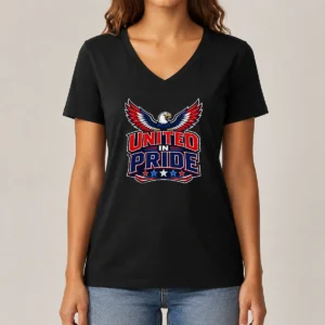 Pretty United In Pride Eagle Typography V-Neck Shirt