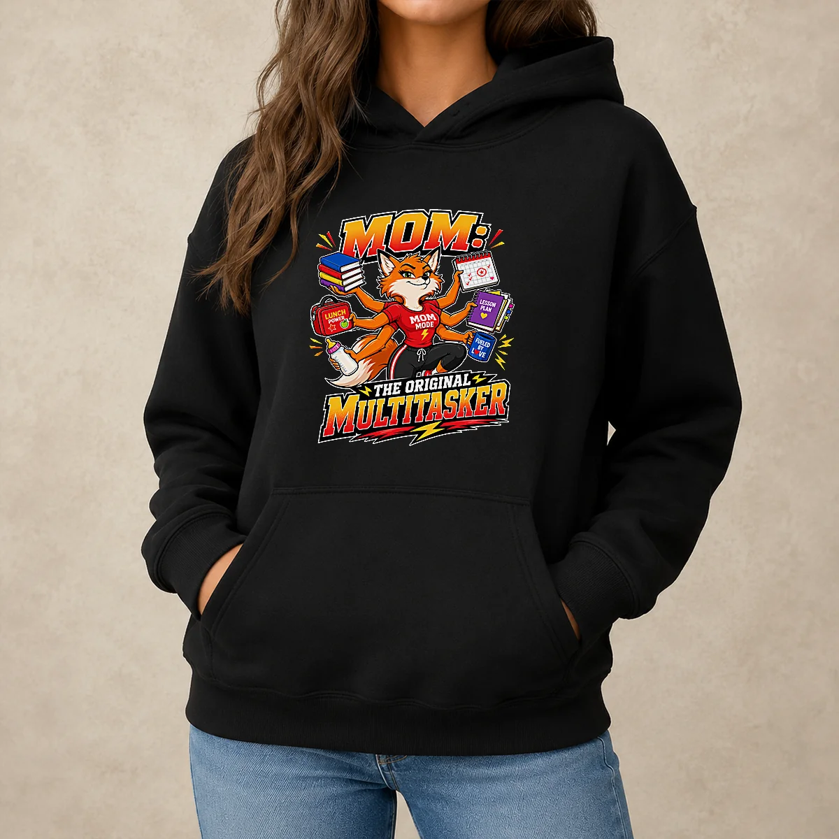 Proud Mom Original Multitasker Fox Illustration Hoodie