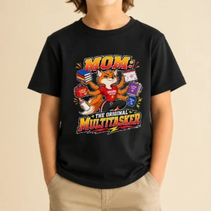 Proud Mom Original Multitasker Fox Illustration Kids T-Shirt