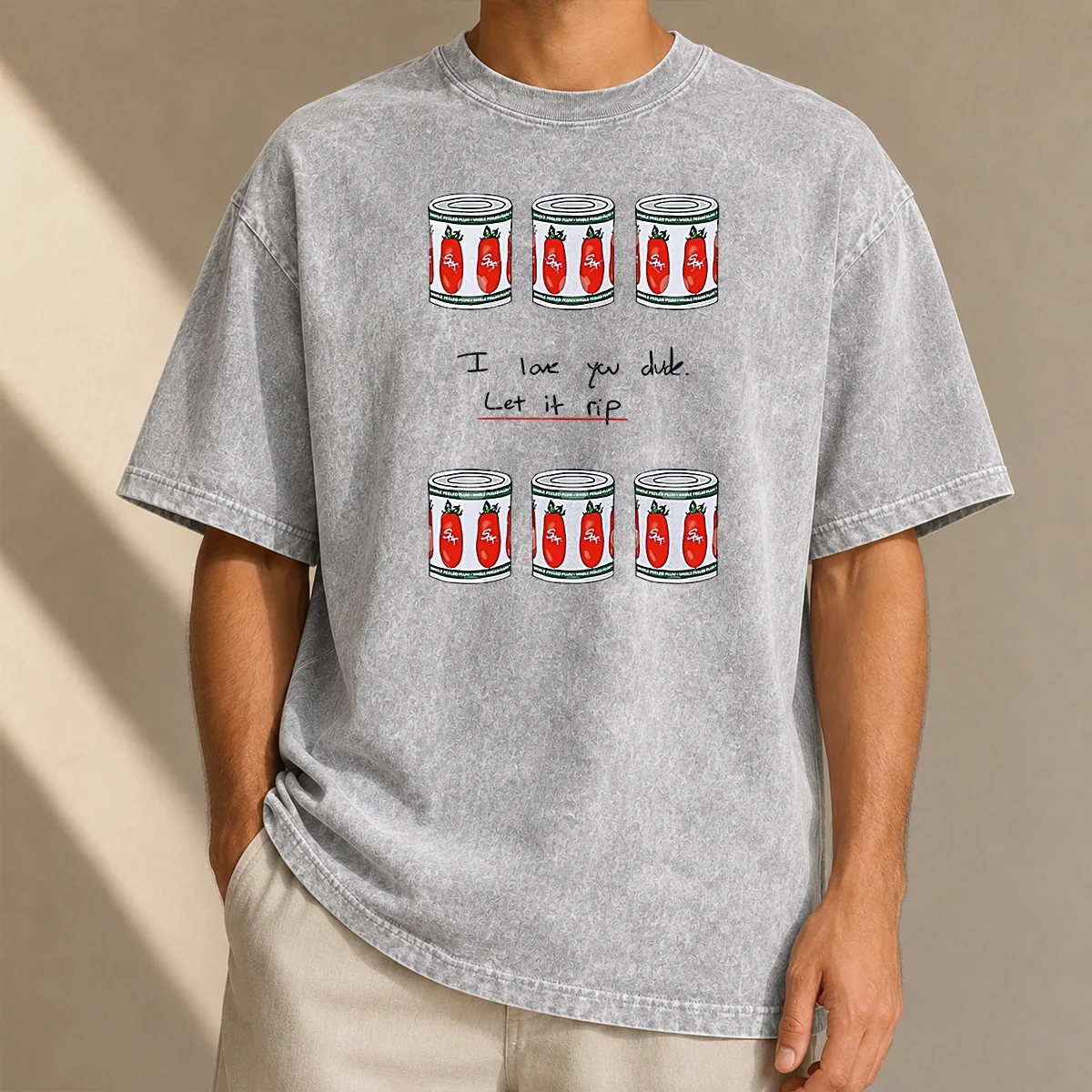 Top Awesome The Bear I Love You Dude Let It Rip Tomato Cans Washed T-Shirt