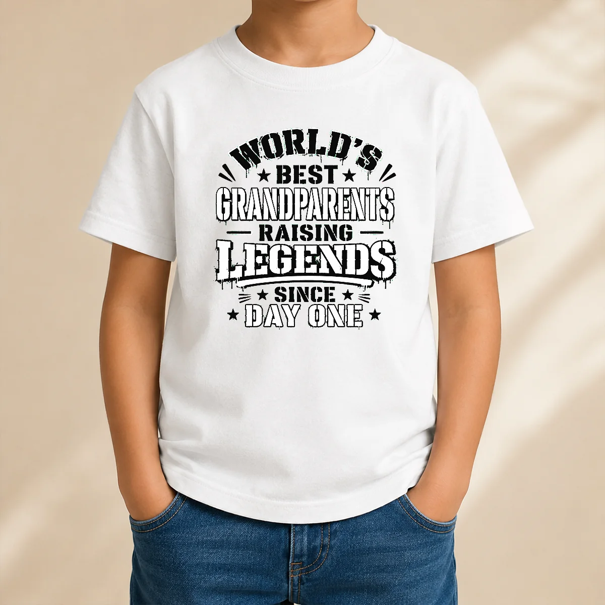 Top Funny Grandparents Day Stencil Shirt Celebrating Proud Legacy Kids T-Shirt