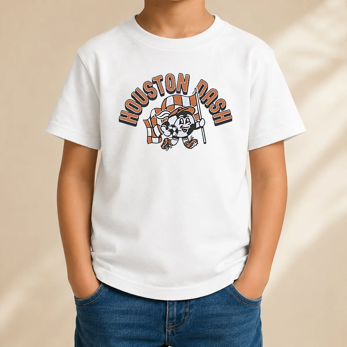 Top Funny Houston Dash Mascot Soccer Ball Character Kids T-Shirt