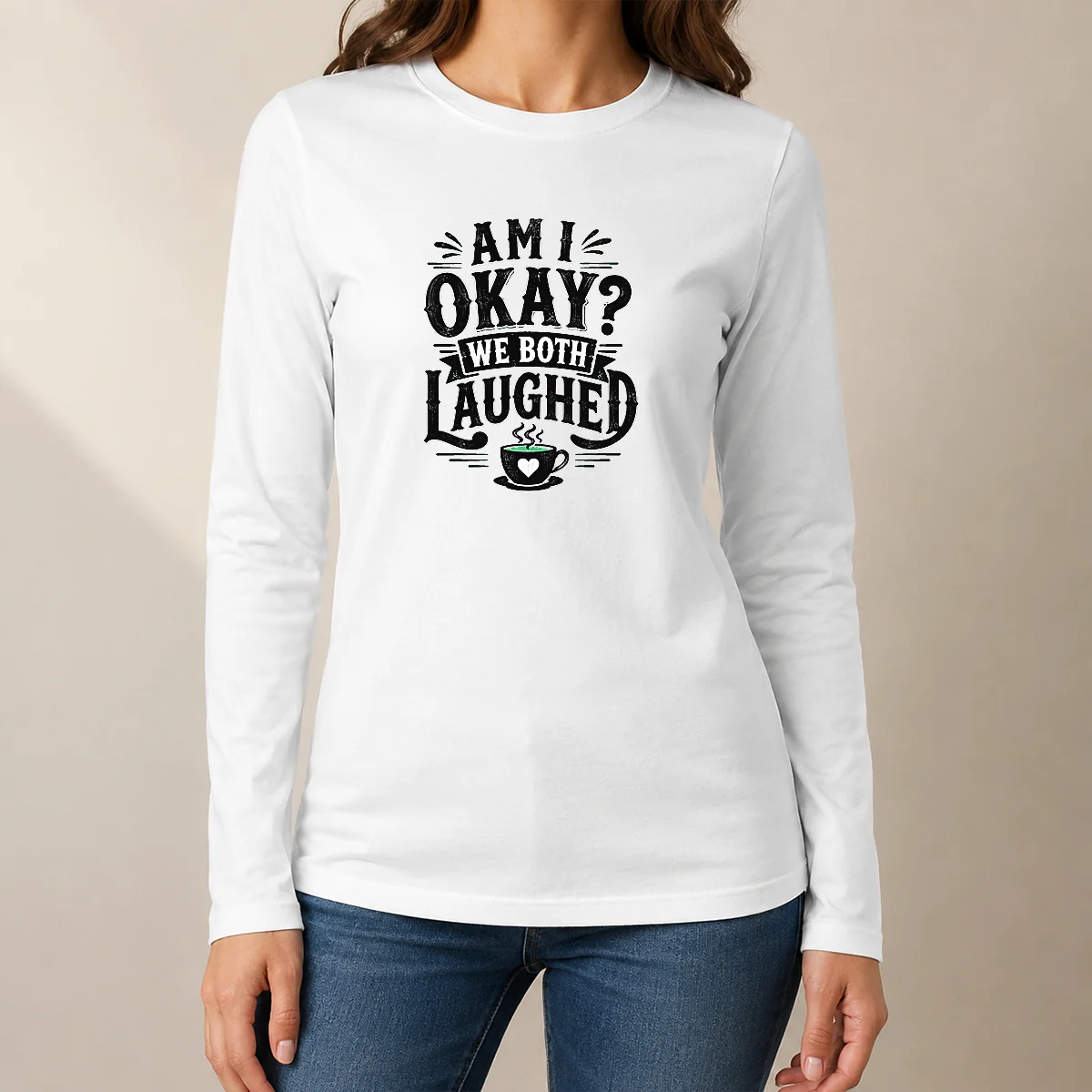 Top Good Halloween Coffee Quote Silhouette Long Sleeve Shirt