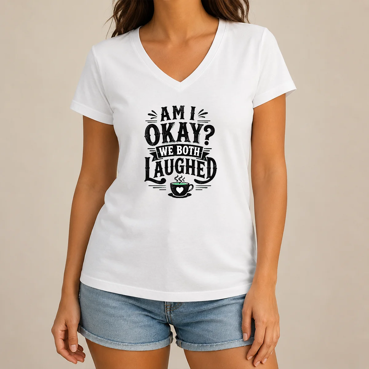 Top Good Halloween Coffee Quote Silhouette V-Neck Shirt Top Good Halloween Coffee Quote Silhouette V-Neck Shirt