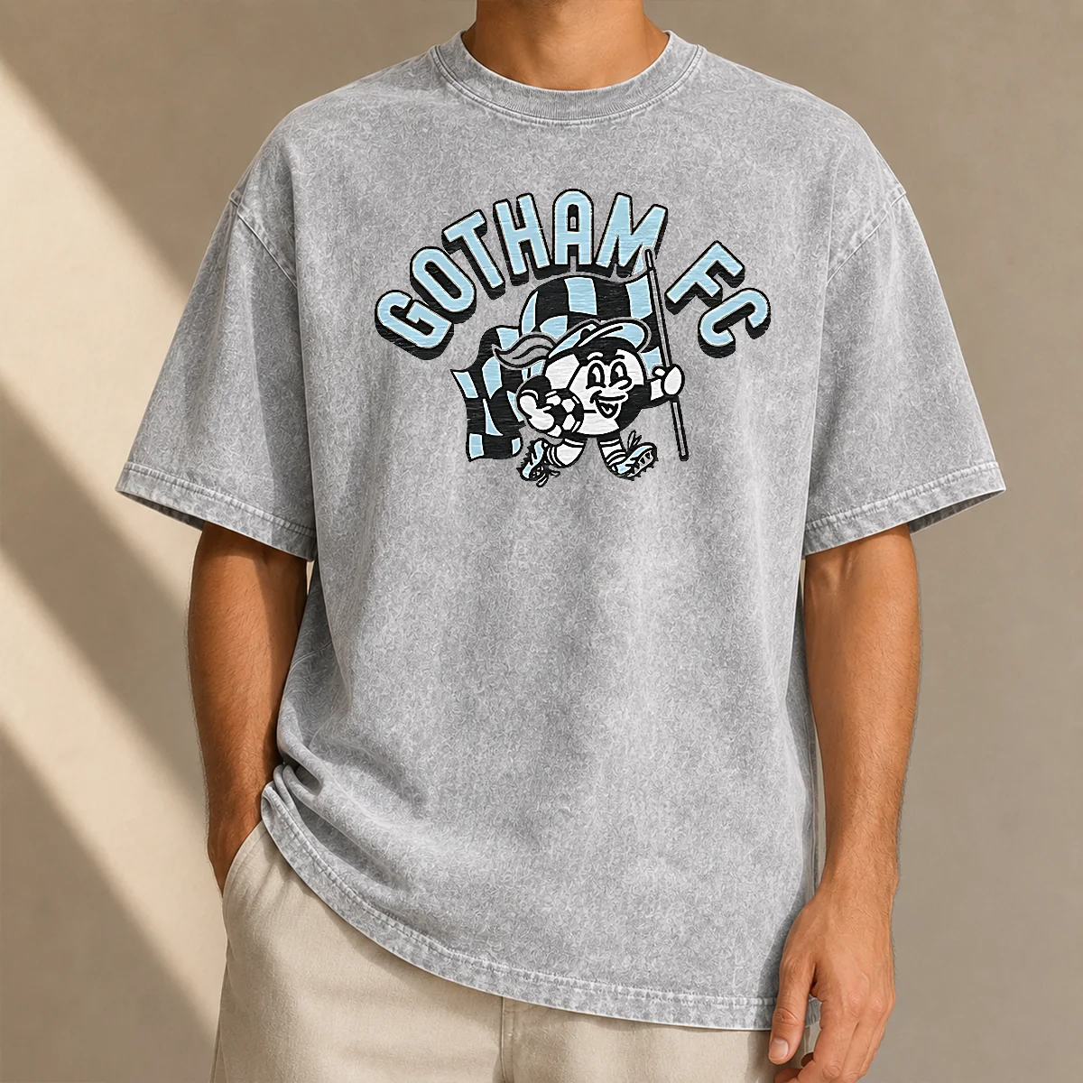 Top Nice Kid'S Gotham FC Soccer Player Grey Washed T-Shirt