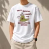 Top Pretty Dungeon Crawler Carl inspired unity support and family and kneecapping bitches graphic t shirt in black, front view