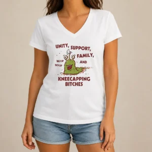 Top Pretty Dungeon Crawler Carl Inspired Unity Support And Family And Kneecapping Bitches V-Neck Shirt